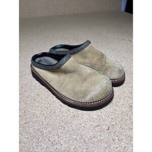 Simple Original Clogs Womens Size 4 Tan Suede Slippers Slip On Comfort Shoes